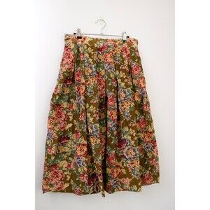 Vintage Herman Geist corduroy Floral skirt Cotton 12 Cottage Pleated